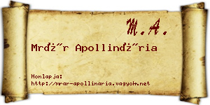 Mrár Apollinária névjegykártya